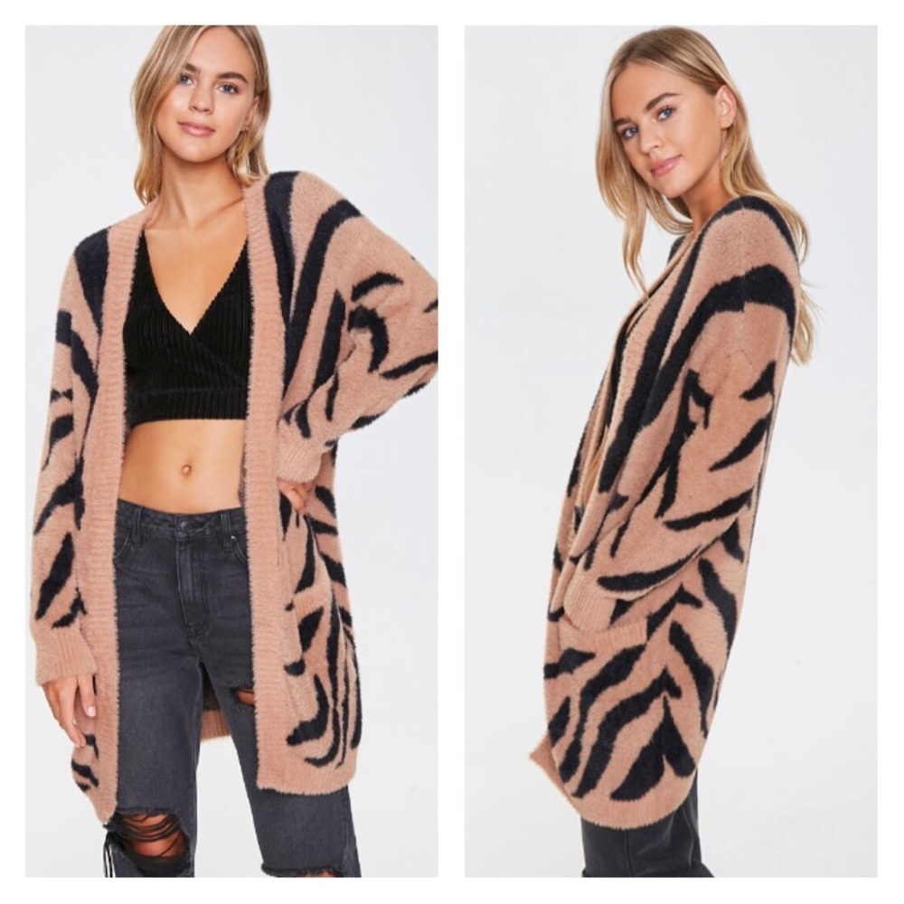 Tiger Print Cardigan sweater